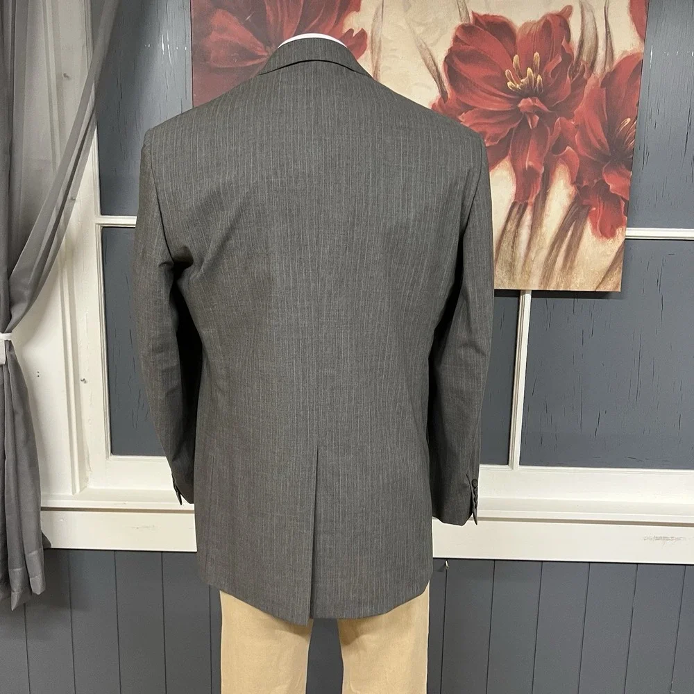Brooks Brothers Suit Mens 44Long Wool Pleated Pants 37x34 (Unhemmed) Gray/Blue